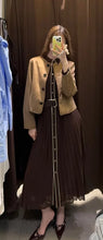 Load image into Gallery viewer, Elegant Pleated Belted Midi Dress
