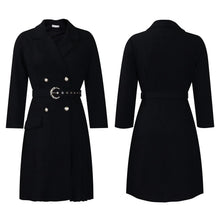 Load image into Gallery viewer, Pleated Notched Collar Midi Dress
