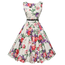 Load image into Gallery viewer, Women Dress Vintage Robe Audrey Hepburn Rockabilly Retro Sleeveless Print Party dresses Summer Vestidos
