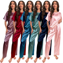 Load image into Gallery viewer, Pink Satin Short Pajama Set
