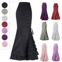 Load image into Gallery viewer, Long Skirts Women Punk Fish Tail Skirt Vintage Gothic New High Waisted Temperament Goth Skirt Festival Party Wear Woman Clothes
