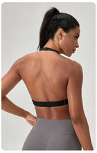 Load image into Gallery viewer, Strappy Bra for Women Open Back Halter Sports Bra Light Support Gym Crop Top Seamless Workout Yoga Top Bra Padded Bras
