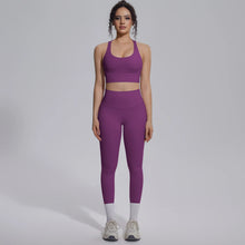 Load image into Gallery viewer, New Yoga Set for Woman Summer Gym Sports Running Bra Top Breathable Peach Buttocks Women Leggings Solid Color Yoga Set
