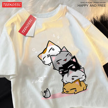 Load image into Gallery viewer, Cute Stacked Cats Sleeping Don'T See The Mouse Men Women T Shirts Oversized Loose T-Shirts Summer Cotton O-Neck Short Sleeve
