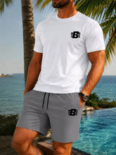 Load image into Gallery viewer, Men's 2-Piece Tracksuit Casual Sportswear Set Short Sleeve T-Shirt + Shorts Quick Dry Breathable Gym Fitness Running Outfit
