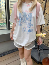 Load image into Gallery viewer, Women Print Cute Shorts Ventilate Thin Version Kawaii Loose Casual Cutecore Bottoms Fashion Elastic Waist Summer Wide Leg Short
