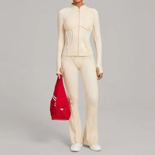 Load image into Gallery viewer, New Gym Yoga Outfit for Women Zipper Long Sleeve Fitness Suit Daily Casual Running Fitness Sportswear Two-Piece Sets Coat+Pants
