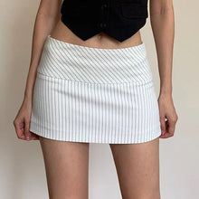 Load image into Gallery viewer, Women Low Waist Skirts Stripes A-line High Waist Skirt for Women Hips Spliced Short Skirt Ladies Bodycon Layered Mini Bottoms
