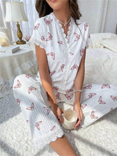 Load image into Gallery viewer, Cherry Lace Trim Pajama Set
