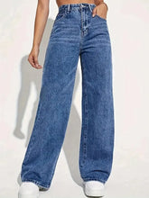 Load image into Gallery viewer, Fashion retro blue jeans women y2k High street baggy straight pants High waisted all-in-one slim pants
