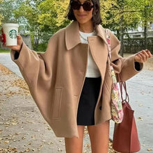 Load image into Gallery viewer, HXAO Woman Winter Coats Faux Wool Coats And Mixtures Oversized Long Coat Women Autumn Long Sleeve Solid Coats Casual Warm Parkas

