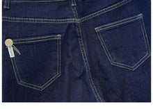 Load image into Gallery viewer, Women's Denim Jeans - Straight Leg with Striped Cuff Detail Classic Five-Pocket Design
