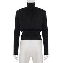 Load image into Gallery viewer, Elegant Black Turtleneck Tee Women
