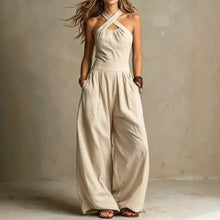 Load image into Gallery viewer, 2026 Summer Jumpsuit Solid Color Hanging Neck Elegant Casual Versatile Simple Fashion Comfortable Daily Style Wide Leg Jumpsuit
