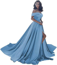 Load image into Gallery viewer, Simple Off Shoulder Satin Evening Gown
