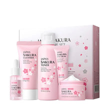 Load image into Gallery viewer, Facial Skin Care Set Skin Cleaning Sakura Skincare Set For Women Girls With Cleanser Toner Face Serum Cream Eye Cream
