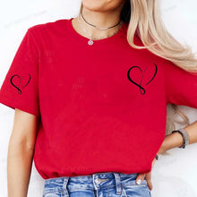 Load image into Gallery viewer, Women Love Heart Design T-Shirts Fashion Casual Short Sleeve T-shirt Heart Personalised Graphic Tshirts RED Women T Shirts Ts01
