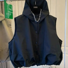 Load image into Gallery viewer, Women Hooded Vests Coats Single Breasted Loose Casual Tops Spring Autumn Korean Simple All-match Breathable Waistcoat
