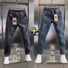 Load image into Gallery viewer, Thick Jeans Men's Slim Fit Spring Autumn Winter Casual Long Pants Cotton Stretch Denim mid Waist Zipper Closure Wear Resistant
