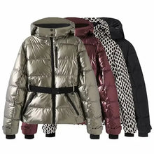 Load image into Gallery viewer, Women's Winter Hooded High Waist Padded Sport Parkas Coats with Belt Female Elegant Thick Warm Pockets Windproof Skiing Jackets
