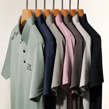 Load image into Gallery viewer, Men's Business Casual Short Sleeve Polo Shirt Solid Color with Badge Fashionable Breathable Comfortable Versatile Business Top
