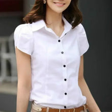 Load image into Gallery viewer, Women's Shirt 2026 Summer Women Top Female Black White Shirts Office Ladies Blouse OL Clothes Woman Short Sleeve Workwear
