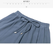 Load image into Gallery viewer, Women Pants Culottes Elastic Wide Leg Irregular Hem Double Layers Korean Trousers Summer Casual Loose Pleated Pants
