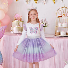 Load image into Gallery viewer, Butterfly Gradient Princess Girls Dress
