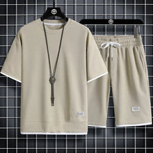 Load image into Gallery viewer, Trendy Suits for men Men's Summer Shorts Set Gym Outfit Student Short Sleeve Tee 2 Piece Set Tracksuits Men Casual Men Clothing
