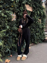 Load image into Gallery viewer, Jumpsuit Women 2026 New Fashionable Long Sleeved Jumpsuit for Women's Casual Half Open Collar Elastic Waist Jumpsuit
