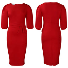 Load image into Gallery viewer, Elegant O-Neck Sheath Midi Dress
