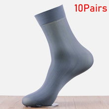Load image into Gallery viewer, 10pairs Bamboo Fiber Men Socks Summer Spring Sports Socks Sweat absorption deodorant Thin Stripe Breathable Silk Long Sock
