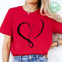 Load image into Gallery viewer, Women Love Heart Design T-Shirts Fashion Casual Short Sleeve T-shirt Heart Personalised Graphic Tshirts RED Women T Shirts Ts01
