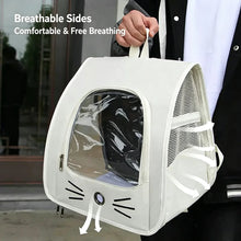 Load image into Gallery viewer, Breathable Oxford Pet Cat Carrier Backpack for Small Dogs, Portable Transparent Travel Outdoor Bag with Side Mesh Pockets, Airy
