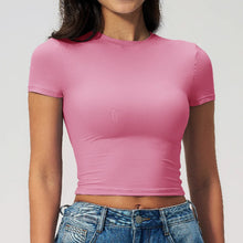 Load image into Gallery viewer, Yoga Shirts Women Sexy Exposing The Navel Short Sleeve Workout Crop Top Gym Top Fitness Running Workout Sport T-shirts Yoga Wear
