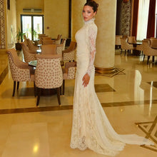 Load image into Gallery viewer, Elegant Ivory Wedding Dresses 2026 Trend Luxury Evening Dresses High Neck Lace Mermaid Bridesmaid Dress Prom Dresses
