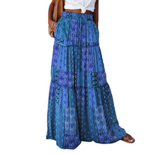 Load image into Gallery viewer, Women's Bohemian Skirts Vintage Elastic High Waist A-Line Skirts Tiered Long Skirts with Pockets
