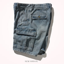 Load image into Gallery viewer, Retro Denim Utility Knee Shorts
