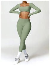 Load image into Gallery viewer, Summer 2PCS Yoga Suit Sports Set Women Quick-Dry Gym Set Women Tracksuit Running Workout Long Sleeve Sports Shirt Yoga Clothing
