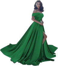 Load image into Gallery viewer, Simple Off Shoulder Satin Evening Gown
