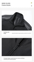 Load image into Gallery viewer, Men Fashion Tracksuit 2‑Piece Set, Stand Collar Zip‑Up Jacket &amp; Drawstring Pants, Striped Casual Sports Outfit For Autumn Winter
