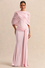 Load image into Gallery viewer, Elegant Mermaid Evening Dress Draped Detachable Cape Sleeveless Bodycon Maxi Gown Wedding Party Elegant Draped Formal Dress
