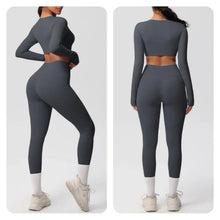 Load image into Gallery viewer, Yoga Gym Set Women Sports Impact Longline Strappy Top Fitness Overalls Sets Womens 2 Piece Sportswear Woman Gym Leggings Solid
