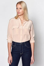 Load image into Gallery viewer, Women Real Silk Shirts Classic Double Pockets Solid Color Casual Fashion Long Sleeve Thin Shirt Blouses Tees
