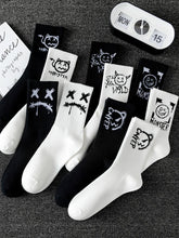 Load image into Gallery viewer, 10 pairs of men's sports socks, casual, breathable, and versatile. Ghost face graffiti personalized socks
