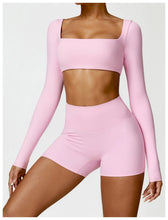 Load image into Gallery viewer, Summer 2PCS Yoga Suit Sports Set Women Quick-Dry Gym Set Women Tracksuit Running Workout Long Sleeve Sports Shirt Yoga Clothing
