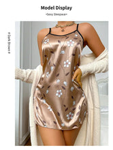 Load image into Gallery viewer, Women's Sleepdress Satin Floral Print Nightdress Comfortable Spaghetti Strap Sleepwear Dress Luxurious Satin Slip Nightdress
