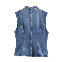 Load image into Gallery viewer, Women's Tops 2026 Summer New Fashion Retro Denim Blouse Women's Chic Summer Travel Joker Youth Blouse Vest
