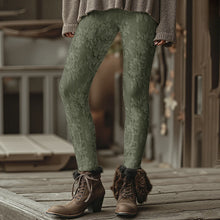 Load image into Gallery viewer, Fashion Women's Slim-Fit Leggings Wine Red Floral Pants Autumn Winter Stylish Thick Warm Pants Sexy Tights for Outdoor Wear
