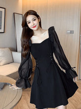 Load image into Gallery viewer, Coquette Lace-Up Mini A-Line Dress
